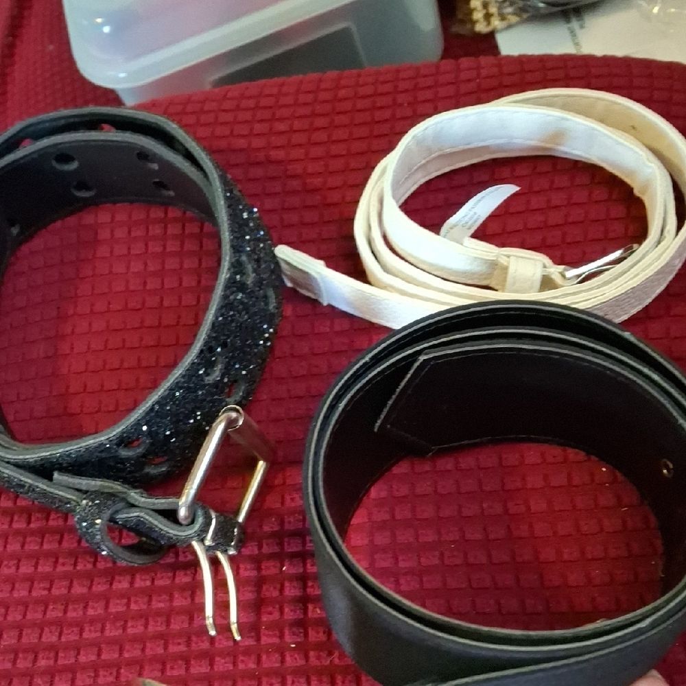 Black Glitter Women's Belt - Unbranded, Set of 3 Belts